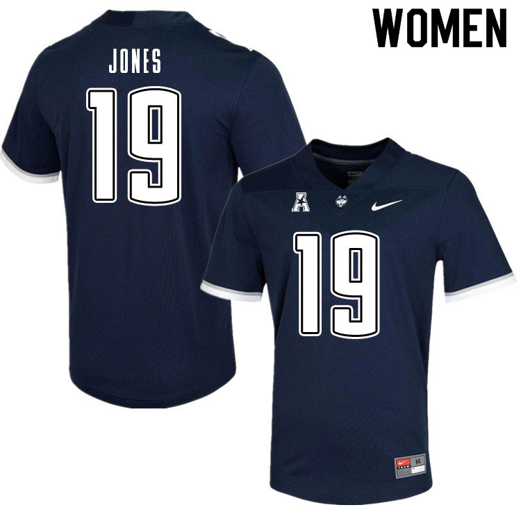 Women #19 Durante Jones Uconn Huskies College Football Jerseys Sale-Navy - Click Image to Close